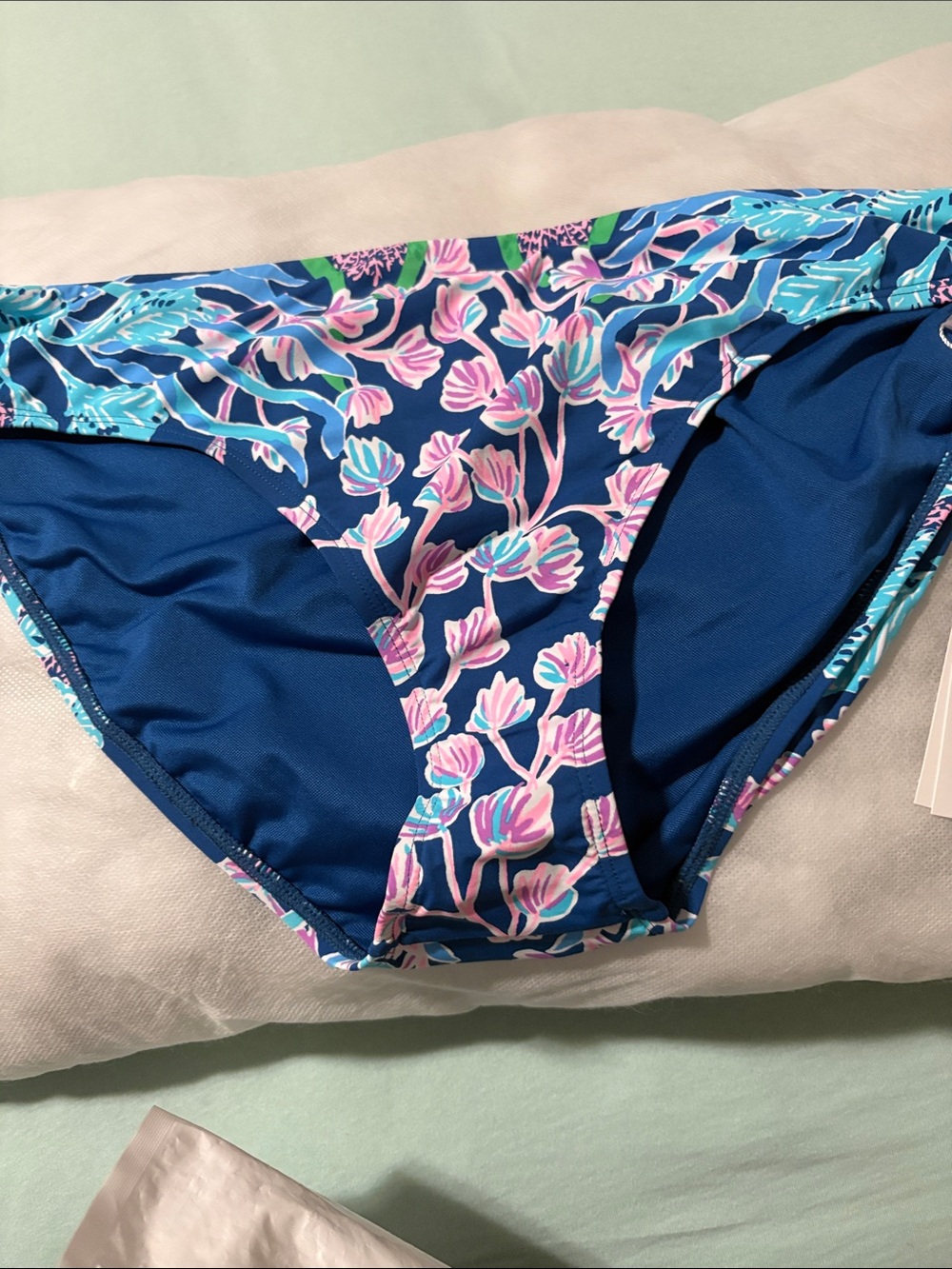 Lilly Pulitzer Navy Bikini Bottom with Pink Floral Print